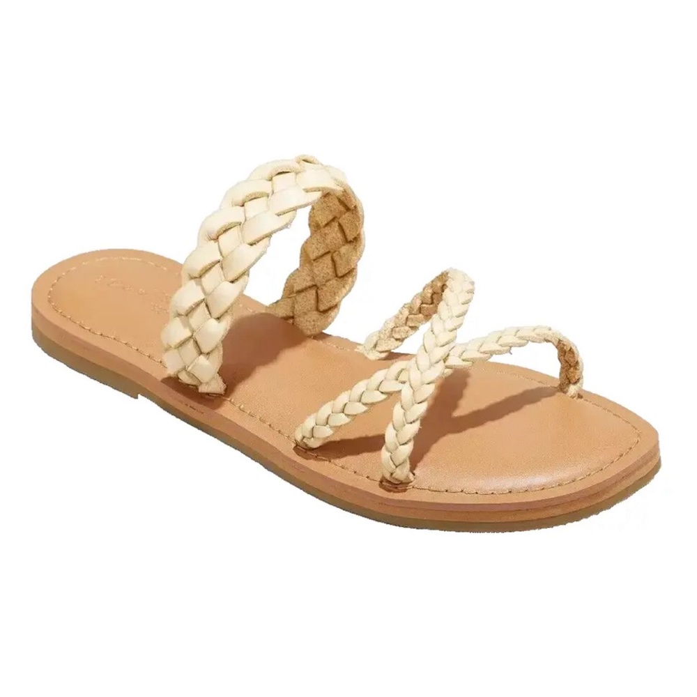 universal Thread Womens Hilda Braided Strappy Footbed Sandals Off-White Sz 6